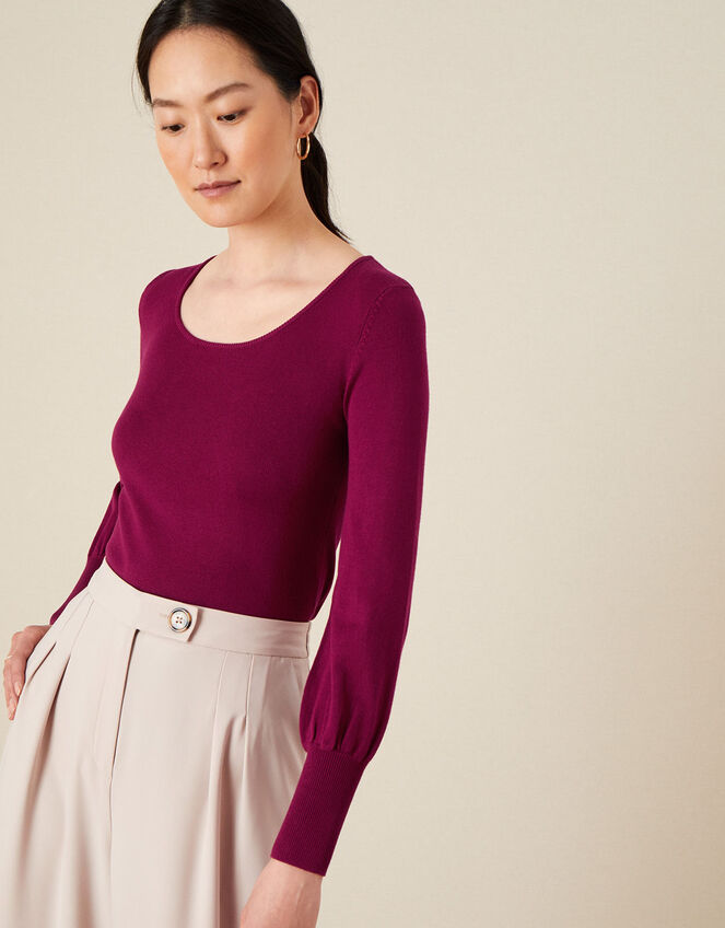 Scoop Neck Jumper, Red (BERRY), large