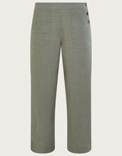 Pull-On Trousers in Linen Blend, Green (KHAKI), large