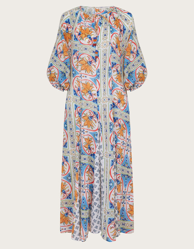 Riviera Godet Dress, Blue (BLUE), large