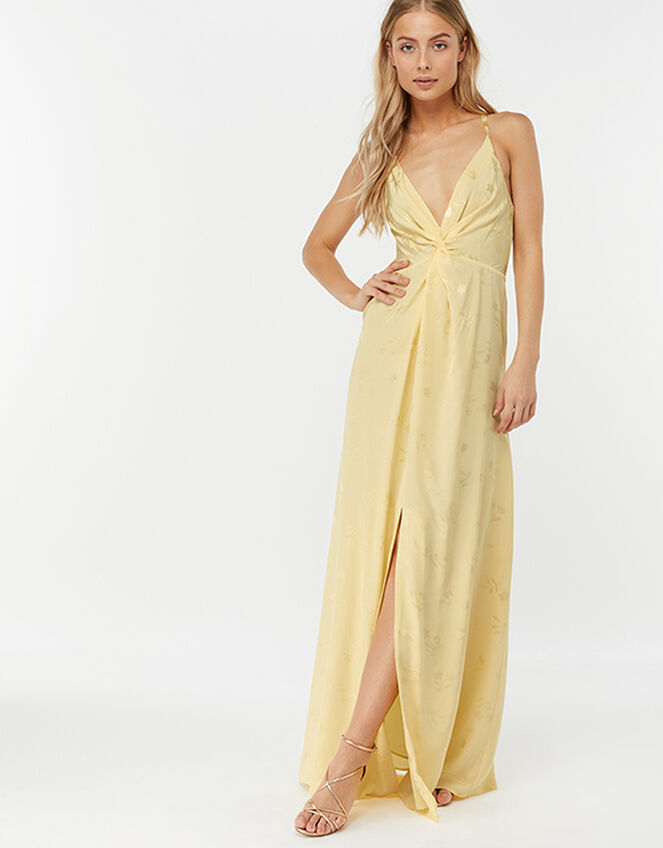 Karlie Knot Front Jacquard Dress, Yellow (YELLOW), large