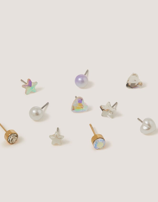 10-Pack Star & Heart Stud Earrings, , large