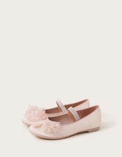 Net Bow Ballerina Flats, Pink (PINK), large