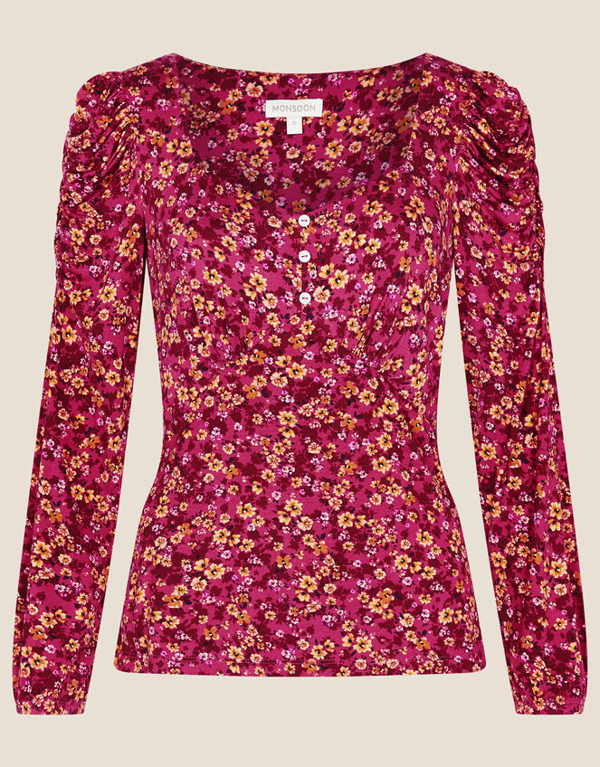 Dee Dee Ditsy Floral Top, Red (RED), large