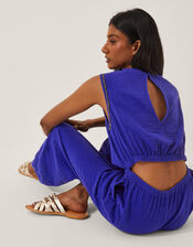 Mila Embellished Sleeveless Jumpsuit, Blue (BLUE), large