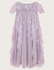 Land of Wonder Floral Sequin Waterfall Dress, Purple (LILAC), large