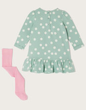 Baby Deer Dress and Tights Set, Blue (AQUA), large