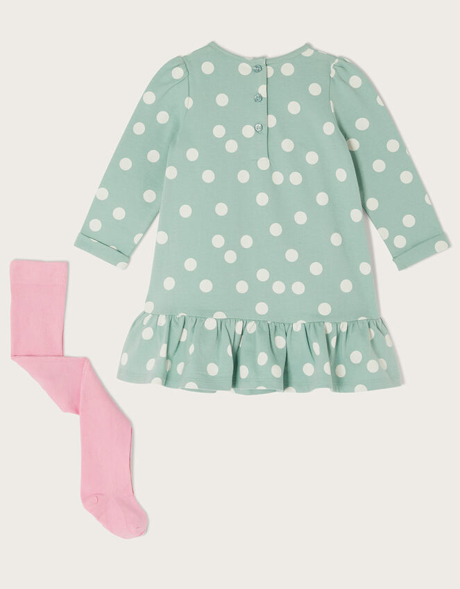 Baby Deer Dress and Tights Set, Blue (AQUA), large