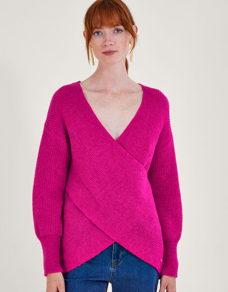 Pippa Wrap Jumper, Pink (PINK), large