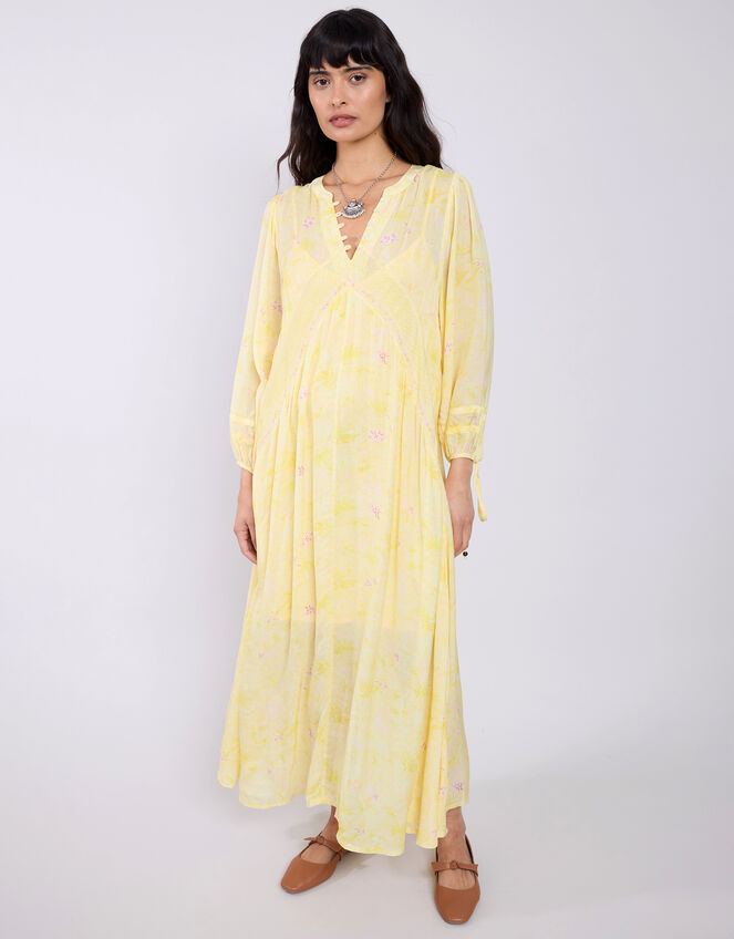 East Gracie Floral Maxi Smock Dress, Yellow (YELLOW), large