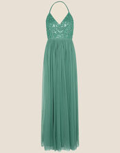 Amy Halter Neck Maxi Dress, Green (SAGE), large