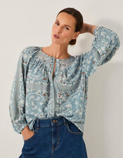 Mandy Paisley Print Blouse, Blue (BLUE), large