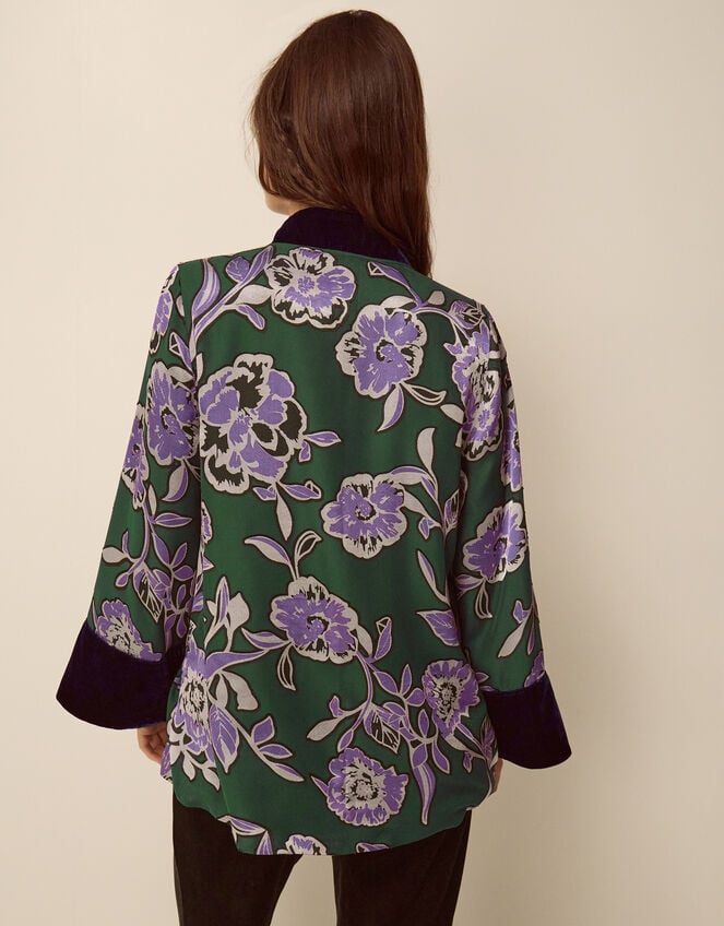 Willow Floral Print Kimono Jacket, Green (GREEN), large