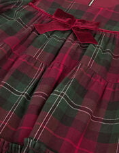 Velvet Bow Tartan Dress, Red (RED), large