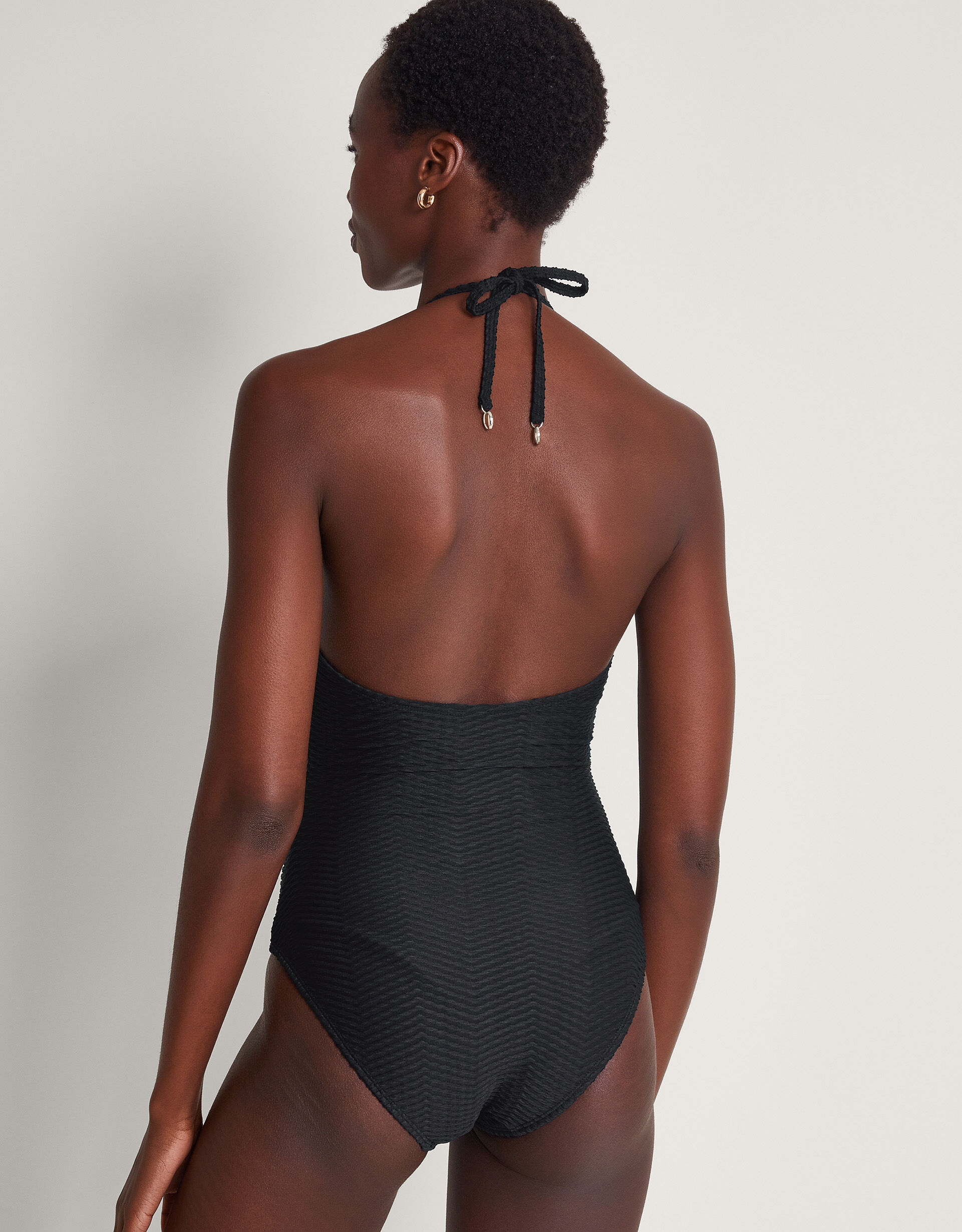 Una Scallop Swimsuit Black