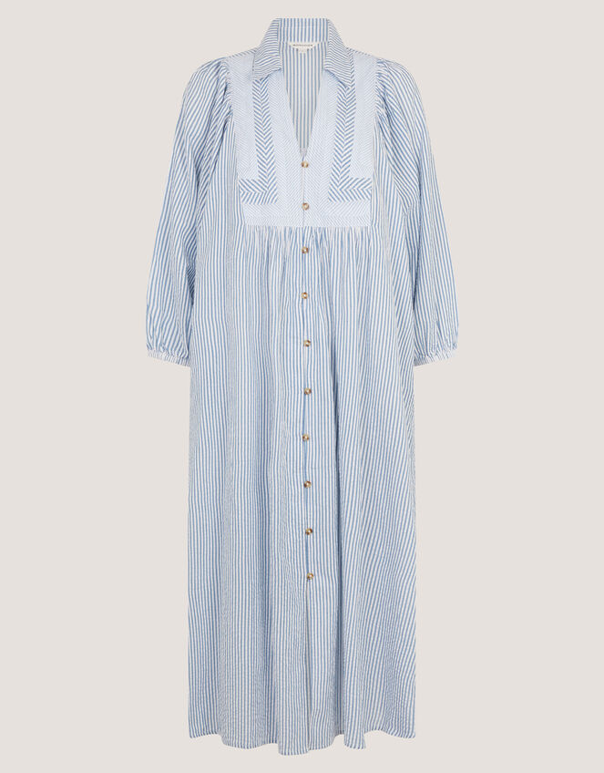 Callie Stripe Midi Shirt Dress, Blue (BLUE), large