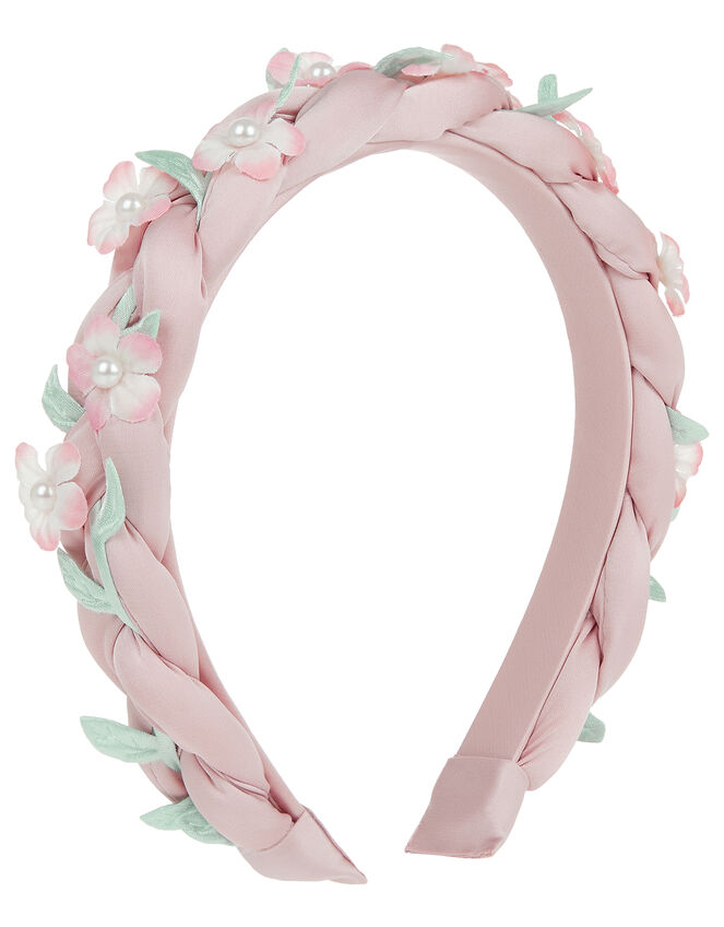 Plaited Floral Headband, , large