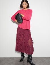 Cindy Cashmere Crewneck Sweater, Pink (PINK), large