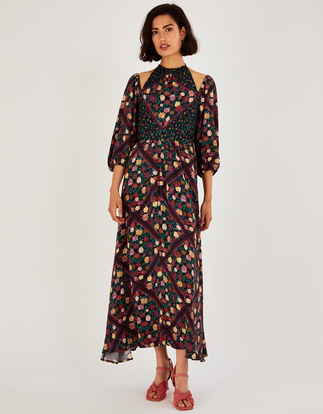 Sanvi Print Midi Dress in Sustainable Viscose Blue