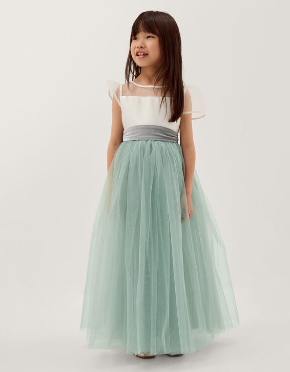 Velvet Bow Bridesmaid Dress, Green (SAGE), large
