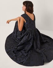 Jayda Sleeveless Floral Jacquard Midi Dress, Blue (NAVY), large
