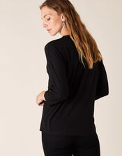 Zip Detail Jersey Shirt, Black (BLACK), large