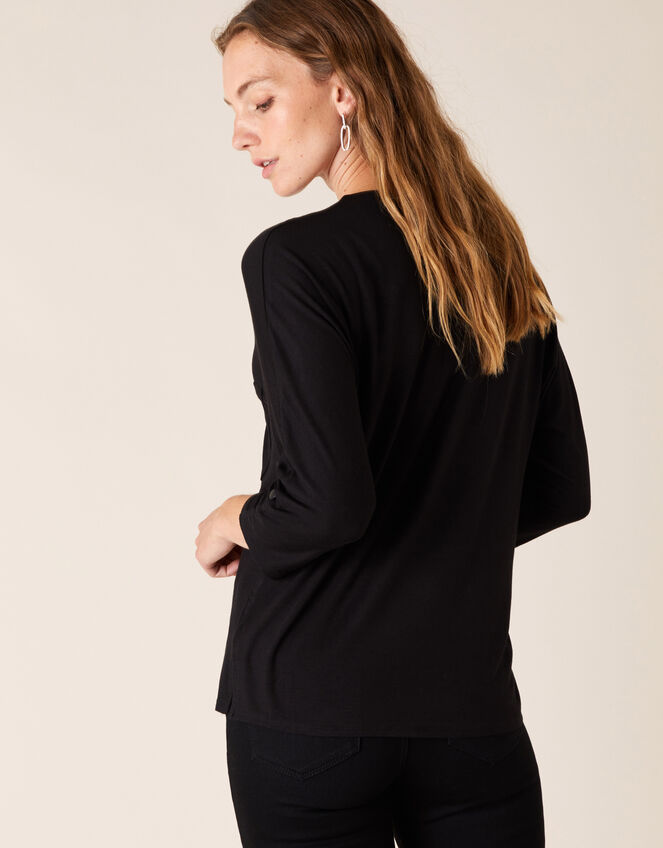Zip Detail Jersey Shirt, Black (BLACK), large