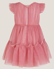 Charlize Flutter Sleeve Tulle Dress, Pink (DUSKY PINK), large