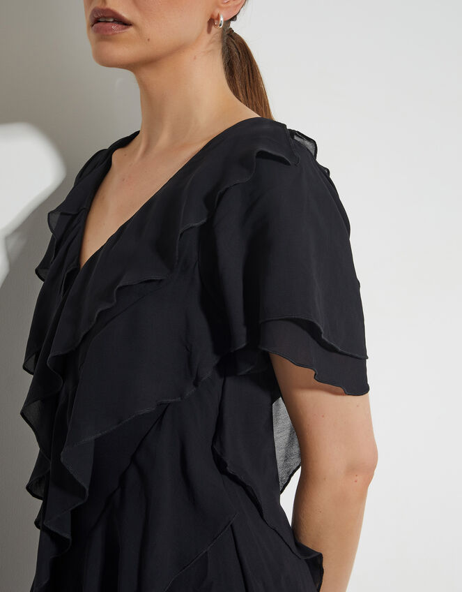 Renata Ruffle Maxi Dress, Black (BLACK), large