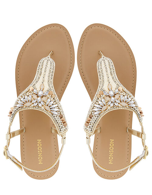 gold toe post flat sandals