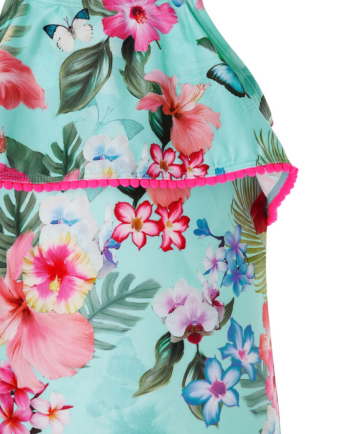 Fergie Floral Swimsuit with Recycled Polyester, Blue (TURQUOISE), large