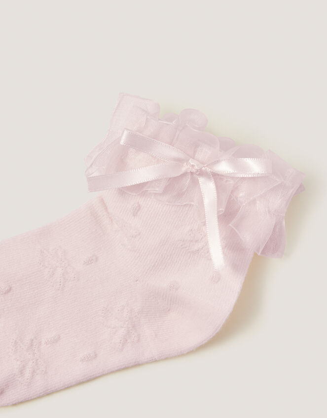 Bow Frilly Socks, Pink (PINK), large