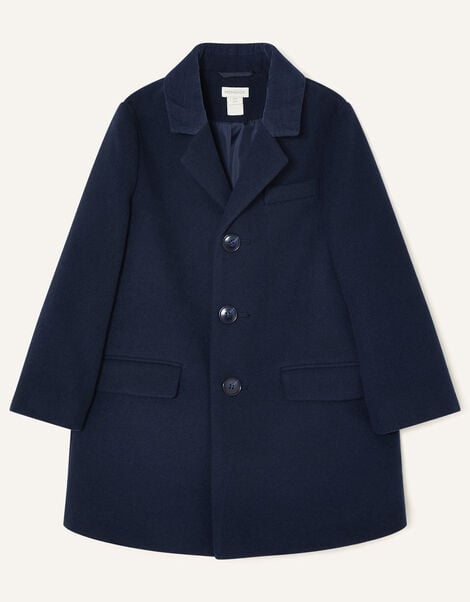 Cord Collar Overcoat Blue, Blue (NAVY), large