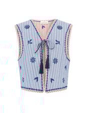 East Teleri Reversible Stripe Waistcoat, Blue (BLUE), large