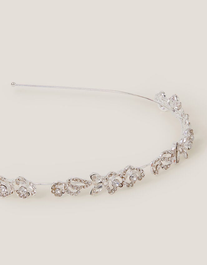 Diamanté Flower Metal Headband, , large