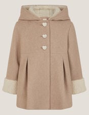 Baby Bunny Hooded Coat, Camel (OATMEAL), large