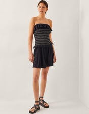 Heidi Metallic Shirred Shorts, Black (BLACK), large