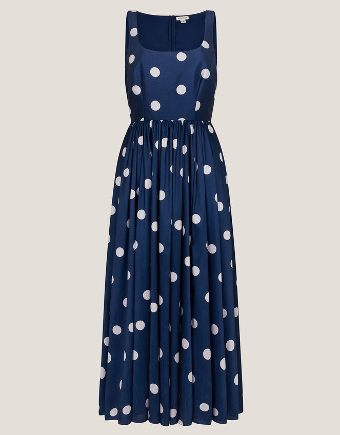 Sicily Polka Dot Fit & Flare Midi Dress, Blue (NAVY), large