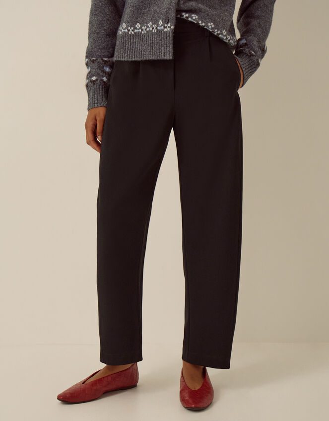 Tara High Waisted Barrel Leg Trousers, Black (BLACK), large