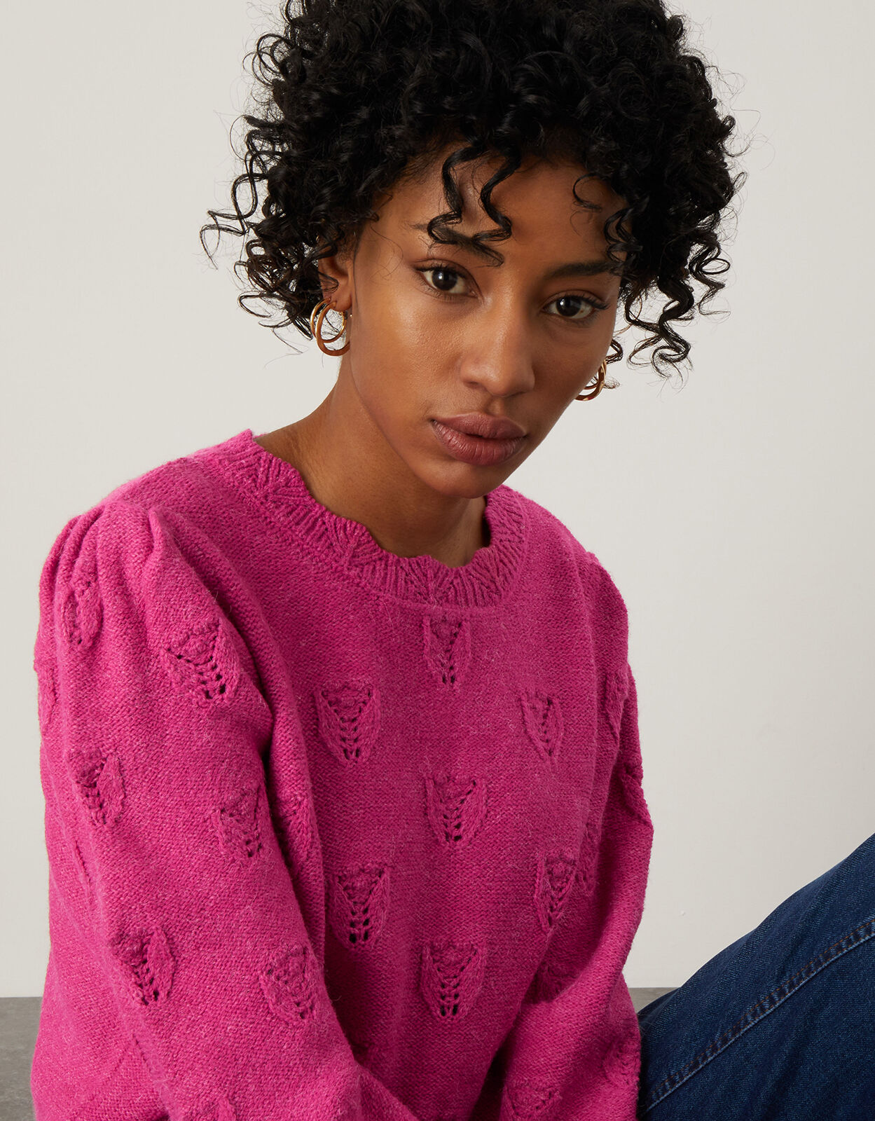 white bobble jumper