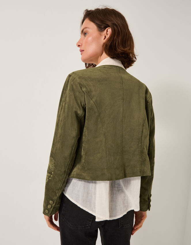 Ari Embroidered Suedette Jacket Green | Women's Jackets | Monsoon Global.