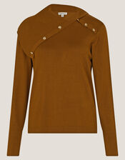 Kay Asymmetrical Collar Jumper , Orange (RUST), large