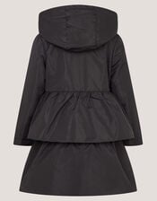 Bow Ruffle Shower Resistant Jacket, Black (BLACK), large