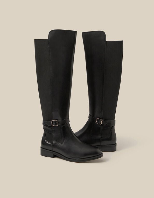 Milly Leather Knee High Boots , Black (BLACK), large