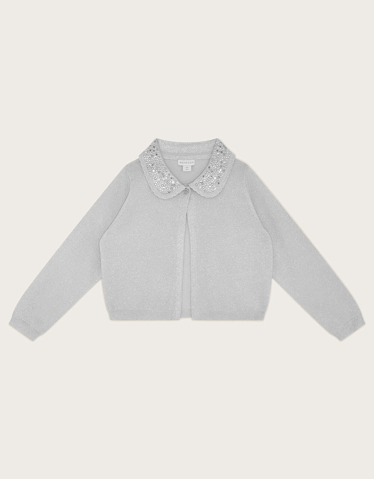 Gem Collar Cardigan Silver Girls Cardigans Monsoon Global