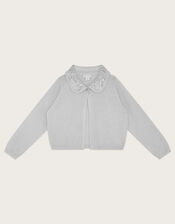 Gem Collar Cardigan, Silver (SILVER), large