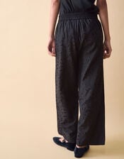 Clemence Gianna Jacquard Wide Leg Trousers, Black (BLACK), large