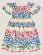 Baby Clara Puff Sleeve Floral Print Dress, Ivory (IVORY), large