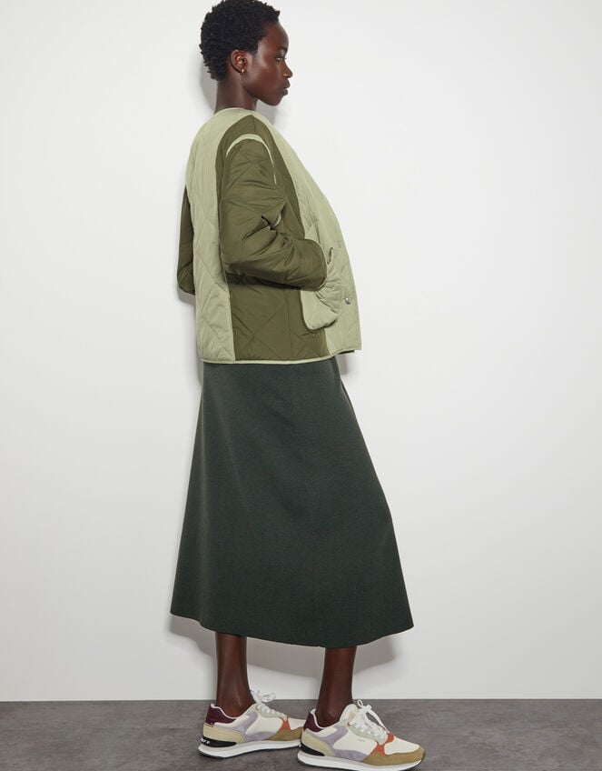 Lulu Quilted Two-Tone Jacket, Green (KHAKI), large