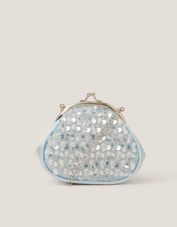 Sequin Embellished Clip Frame Bag, , large