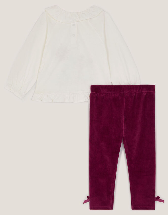 Baby Christmas Top & Velour Leggings Set, Red (BURGUNDY), large